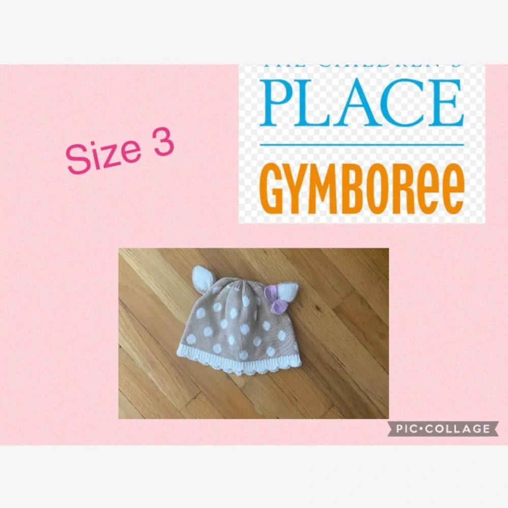 Gymboree polka dot toddler girl hat cream and white